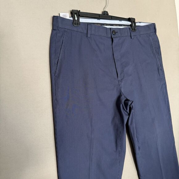 Brooks Brothers Clark Pants 38x34 Blue Striped Men’s Flat Front Dress Trousers - Picture 1 of 8